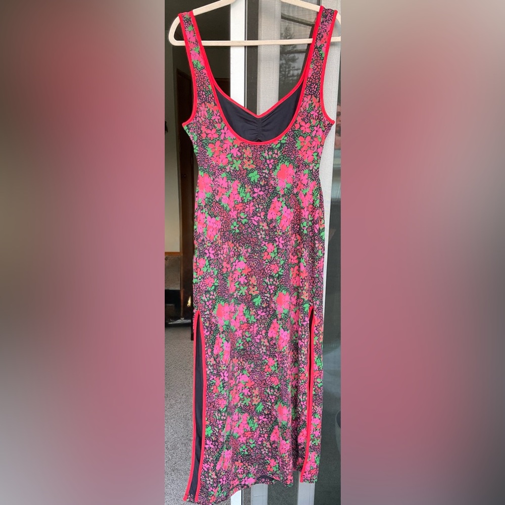 Free People Floral Sleeveless Dress with Pink Trim Size Small